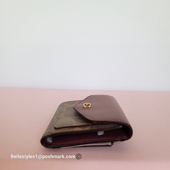 COACH Wyn Small Wallet In Colorblocked Signature Canvas & Leather-Tan Rust 🎈$89 - Picture 9 of 16